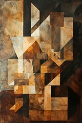 This captivating painting captures the beauty of symmetry through a complex geometric pattern in warm shades of brown, evoking feelings of creativity and appreciation for the visual arts