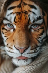 A fierce feline stares intently with piercing eyes and majestic fur, embodying the raw power and grace of the bengal and siberian tiger
