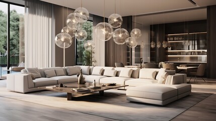 Opulent Modernity: Luxury Living Room with High-End Design and Sleek Finishes