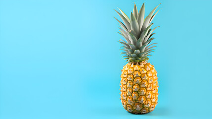 isolated pineapple on a pastel light blue background
