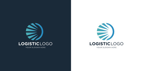 Logo for logistics and delivery company. right Arrow with negative space shape design. - obrazy, fototapety, plakaty