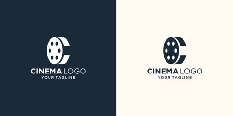 Simple Minimalist Clever Initial Letter C with Video Camera for Cinema Movie Production