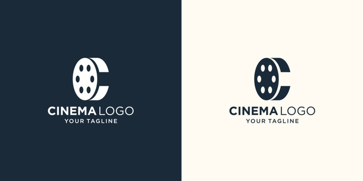 Simple Minimalist Clever Initial Letter C with Video Camera for Cinema Movie Production