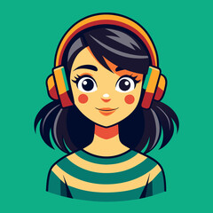girl wearing headphone	