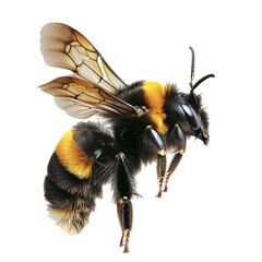 Flying bee on transparent background.