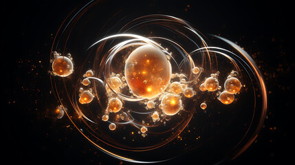 Spherical particles dancing in zero gravity, composing a delicate and mesmerizing