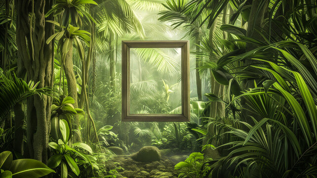 Empty frame in jungle background