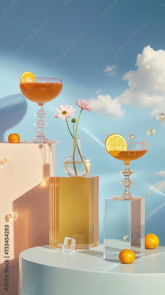 Poster a table topped with a vase filled with oranges.
