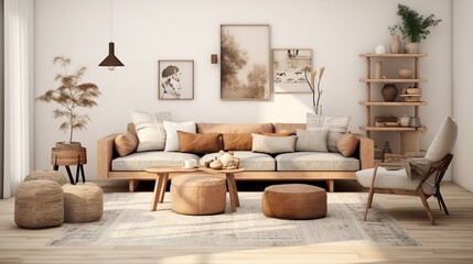 Nordic Harmony: Scandinavian Inspired Living Room, Simplicity & Function