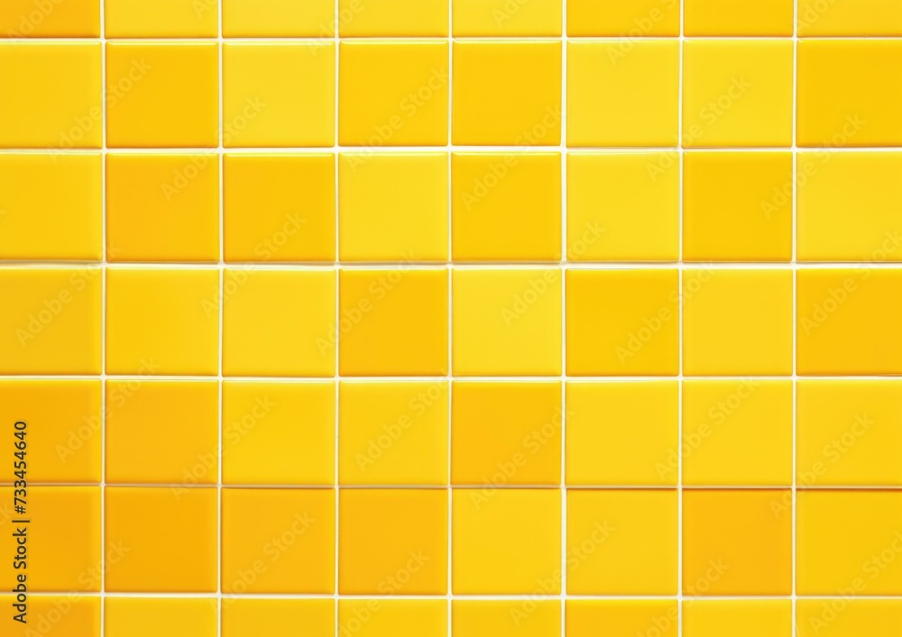Poster a yellow tile wall with squares of different sizes. generative ai.