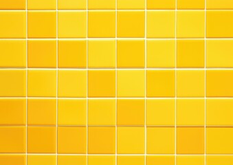 A yellow tile wall with squares of different sizes. Generative AI.