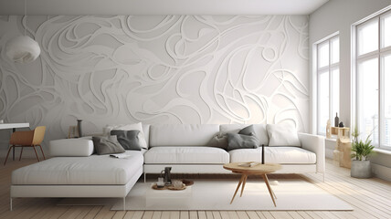 "Chaos in White: Abstract and Intriguing Wallpaper Pattern for Modern Minimalism"