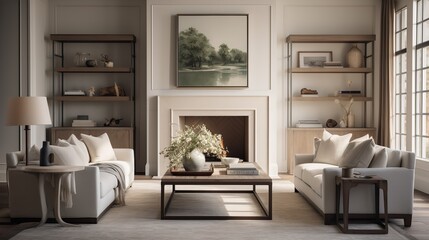 Timeless Elegance: Traditional Living Room with Classic Design Elements - obrazy, fototapety, plakaty