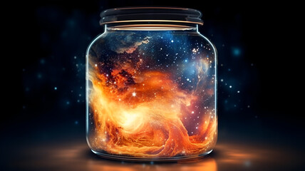 "Galaxy in a Jar: Capturing the Infinite Cosmos in Photorealistic 3D Art"