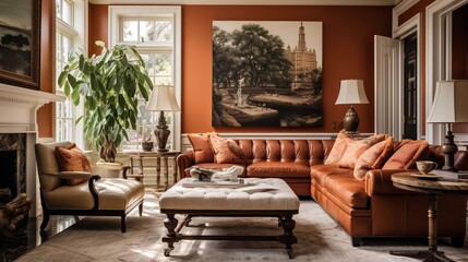Seamless Blend: Transitional Living Room Merging Classic and Contemporary