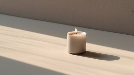 Gentle Glow: A Realistic Photograph of a Single Candle Flickering in the Breeze, Casting Soft Shadows and Emanating Tranquility in an Outdoor Setting"