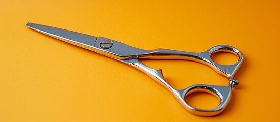 Metal scissors on a bright background.