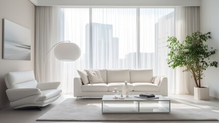 Sleek Urban Minimalism: Chic Living Room with Simplified Elegance