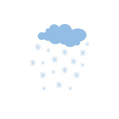 Snow and cloud cute hand drawn doodle minimalist vector illustration, simple symbol to describe weather, environment, air movement line art object, weather forecast icon