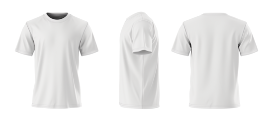 realistic, White T-Shirt front and back, Mockup template for design print. transparent background. PNG