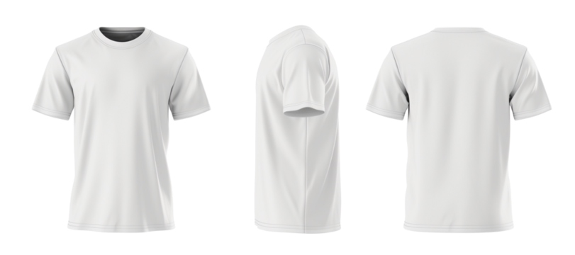 realistic, White T-Shirt front and back, Mockup template for design print. transparent background. PNG
