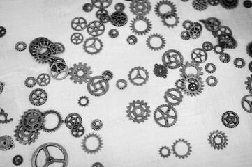 Background with heart shaped clock watch mechanism details