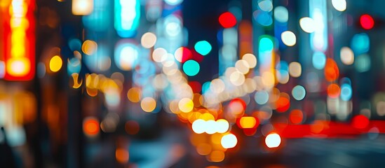 Blurred lights in the city streets at Kobe Harbor Land, serving as a bokeh background.