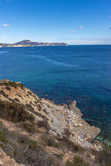 Calp, Spain - January 5 2024 "Beautiful coast of Costa Blanca in Spain during the winter"
