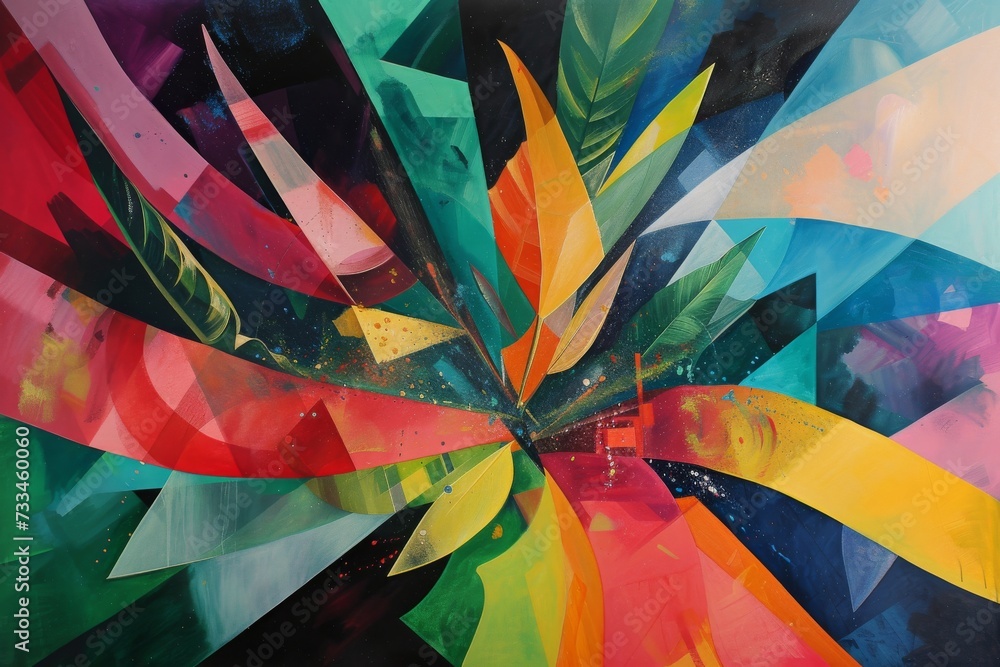 Poster vibrant hues and intricate brushstrokes intertwine to create a mesmerizing abstract masterpiece of n