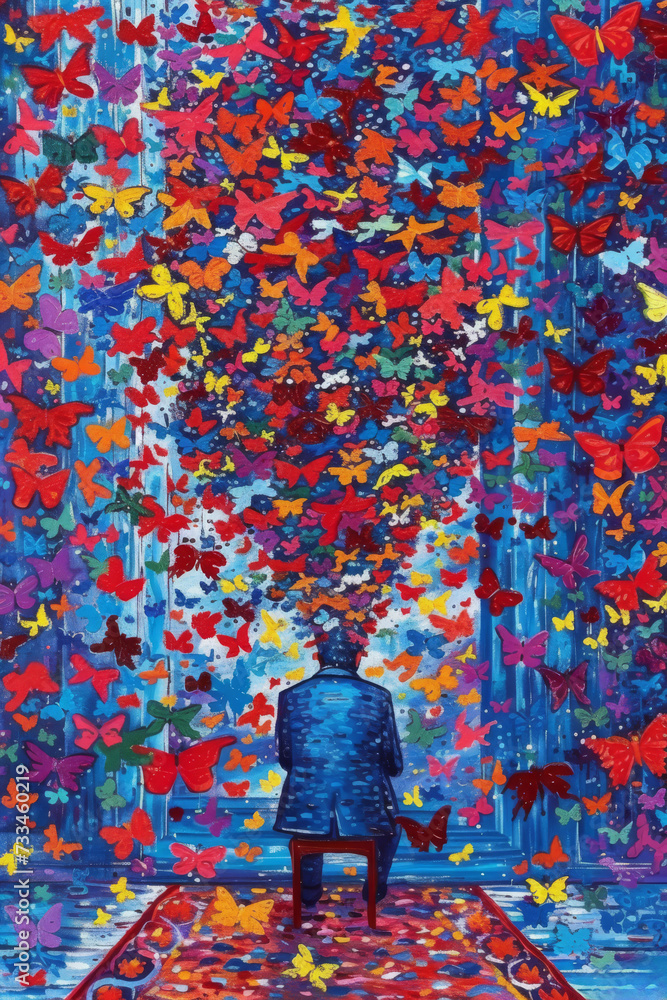 Poster a modern masterpiece of abstract art, capturing the beauty and fragility of nature through vibrant s