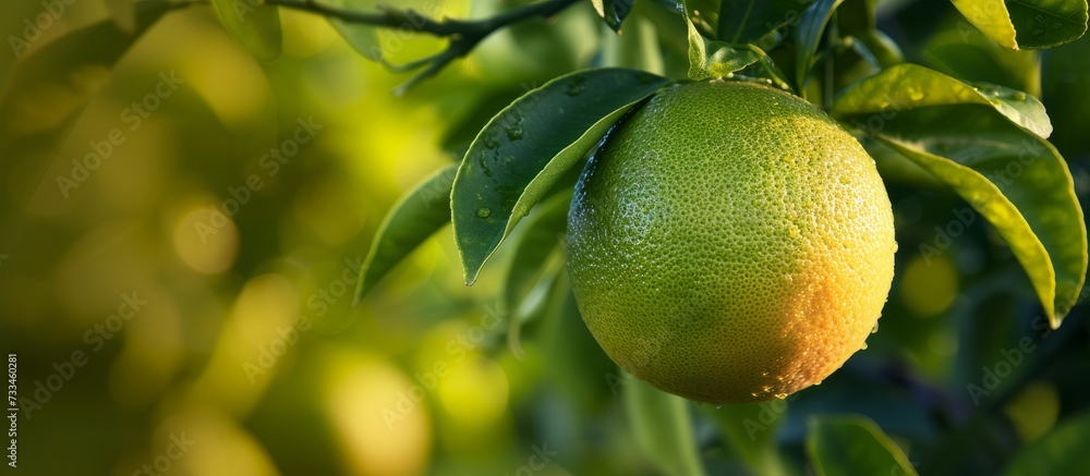 Poster shiny green grapefruit tree: a shiny green grapefruit tree in all its shiny green grapefruit tree-ne