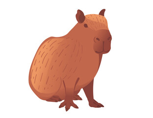 Big mammal cute capybara cartoon animal design vector illustration isolated on white background