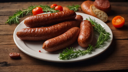 delicious sausages the table