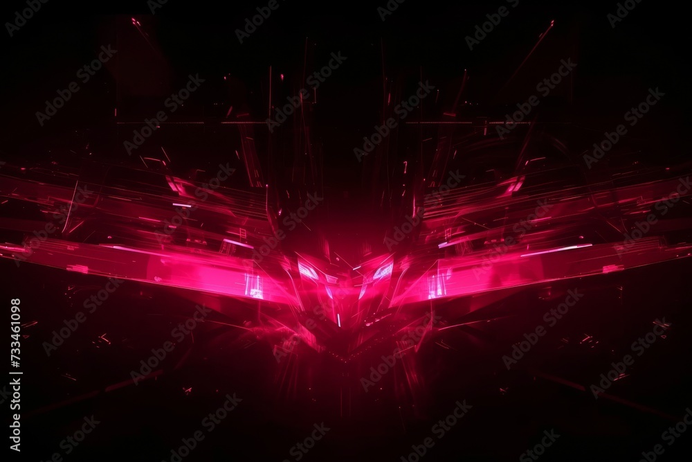 Poster a vibrant magenta laser pierces through the darkness, illuminating the pink and black background wit