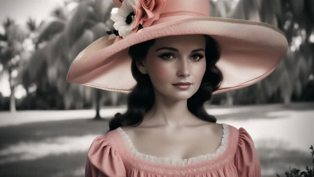 A Historical Gem: The Lady in the Pink Hat - Elegance of Past Eras