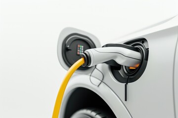 Cable for electric vehicle charging on white background.