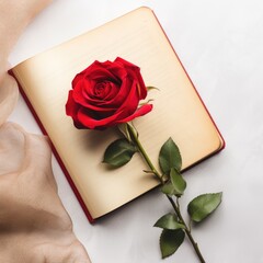 Valentine's Day greeting card with envelope and roses on white background