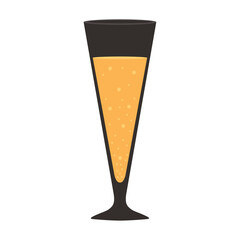 Glass of champagne on white background