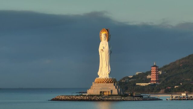 Buddhism Guanyin statue at seaside in nanshan temple, hainan island , China