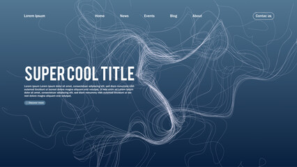 Landing page abstract design with twisted growing lines. Template for website or app.
