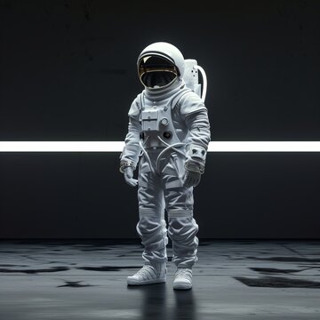 man in a astronaut suit, black background