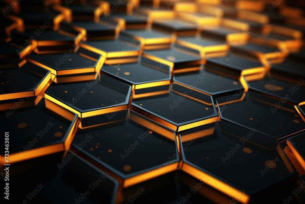 Poster abstract hexagonal design inspired by theories of materials science. ideal for futuristic graphic pr