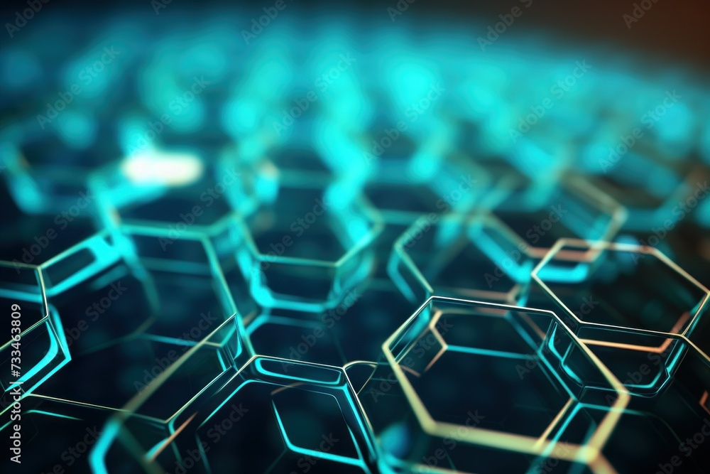 Poster an intriguing hexagonal background reminiscent of innovations in materials science. great for digita