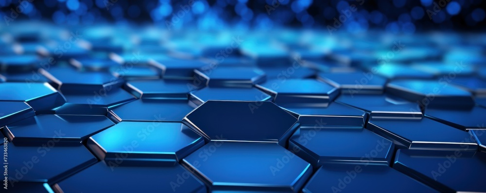 Poster futuristic hexagonal background inspired by material science concepts. abstract composition for tech