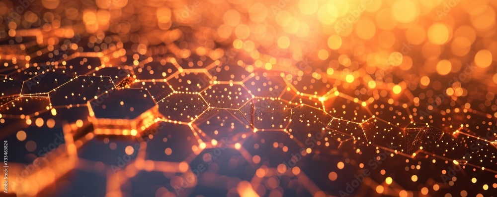 Poster abstract hexagonal background evokes material science experimentation. great for science-themed webs
