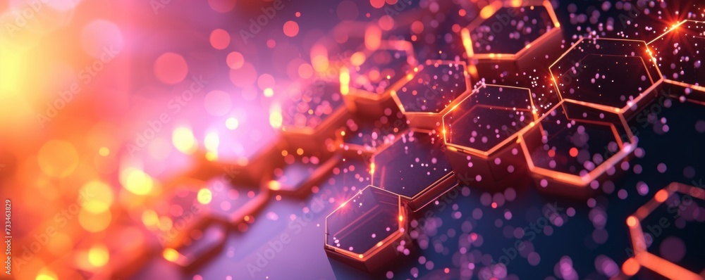 Poster hexagonal pattern resembling molecular structures,