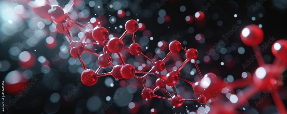 Poster abstract molecular structure visualized in vibrant colors, exemplifying material science advancement