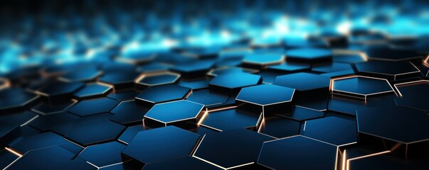 A hexagonal background in blue and gold tones, reflecting advances in materials science. Ideal for...