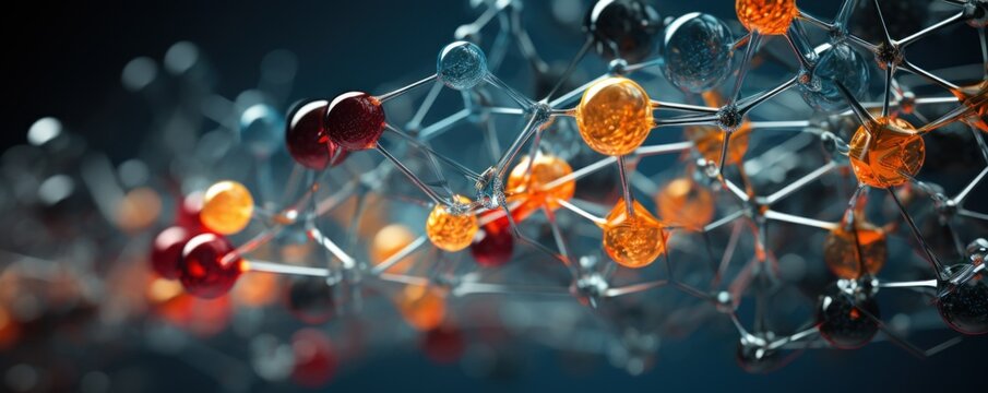 Macro view of a complex molecular structure, highlighting breakthroughs in material science. Great for scientific articles and research papers