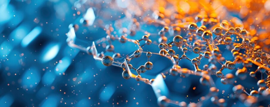 Graphene's atomic arrangement captured in intricate detail, showcasing its potential in nanoelectronics and composite materials. Ideal for illustrating cutting-edge research in physics and chemistry